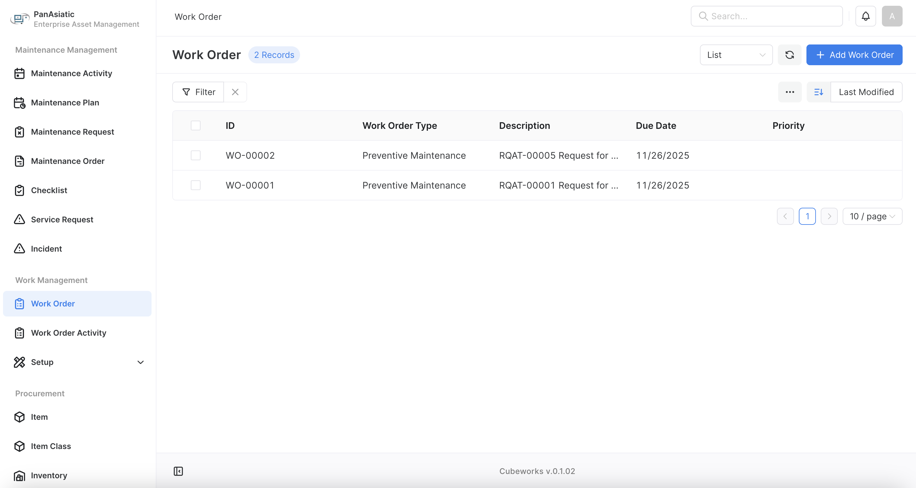 Work Order Management